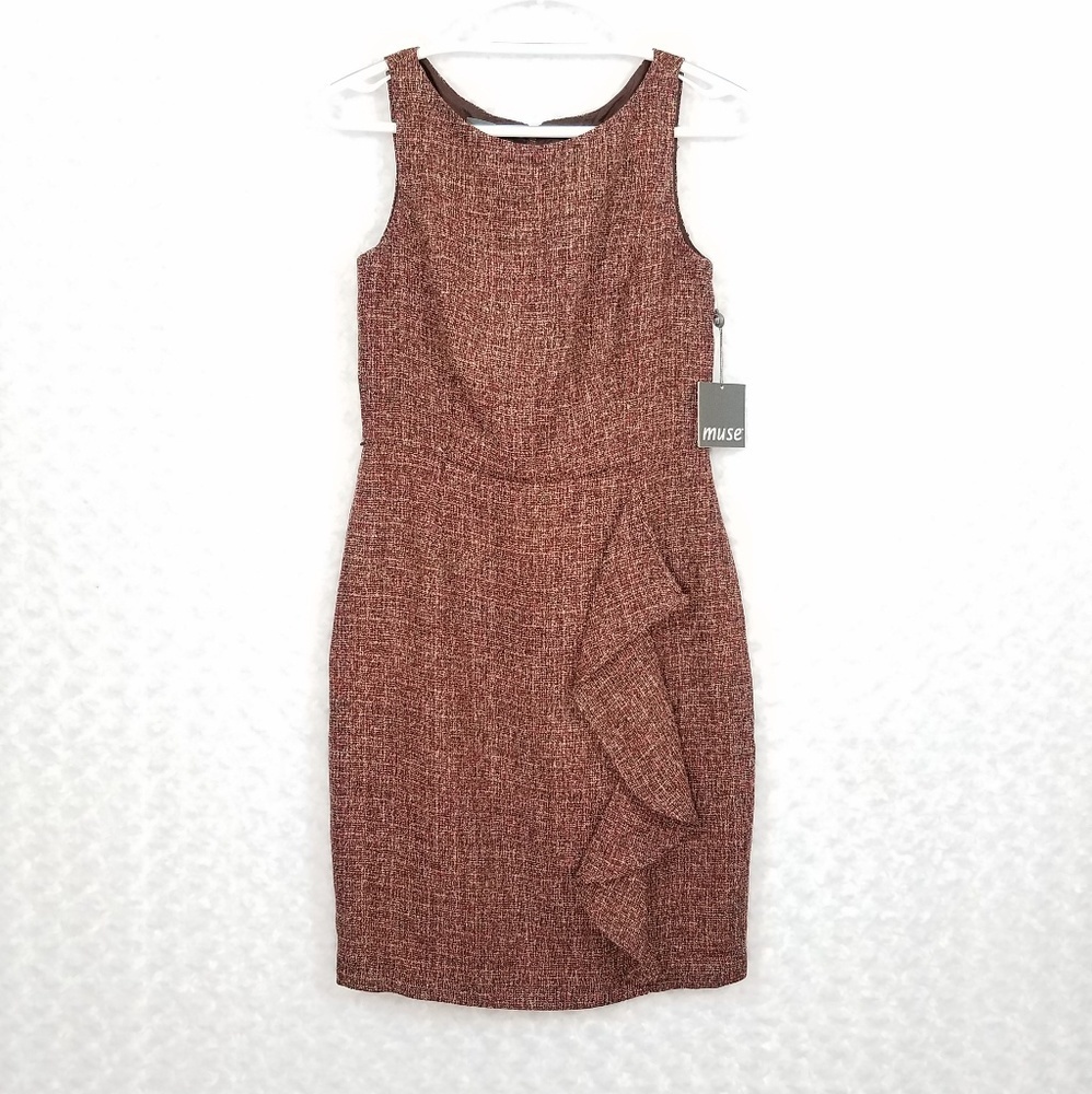 Muse Sleeveless Dress with Ruffle Side Deta